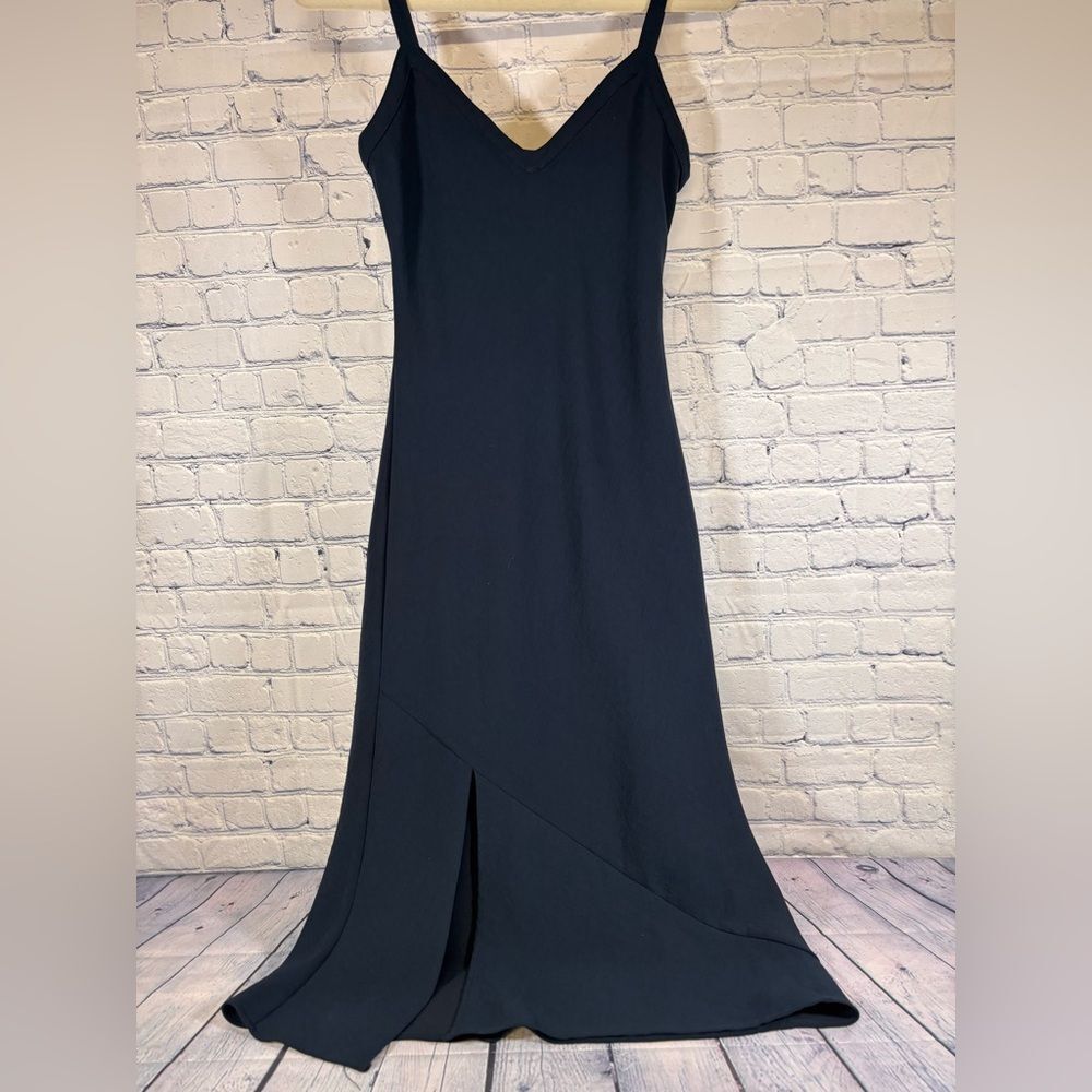 BROCHU WALKER Navy V Neck Sleeveless Chic Coastal Wedding Minimalist Dress XS
